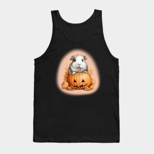 Cute Halloween Guinea Pig With Pumpkin Funny Halloween Gifts For Guinea Pigs Lover Tank Top